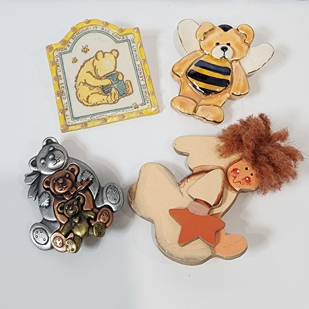Bear And Angel Brooche Set